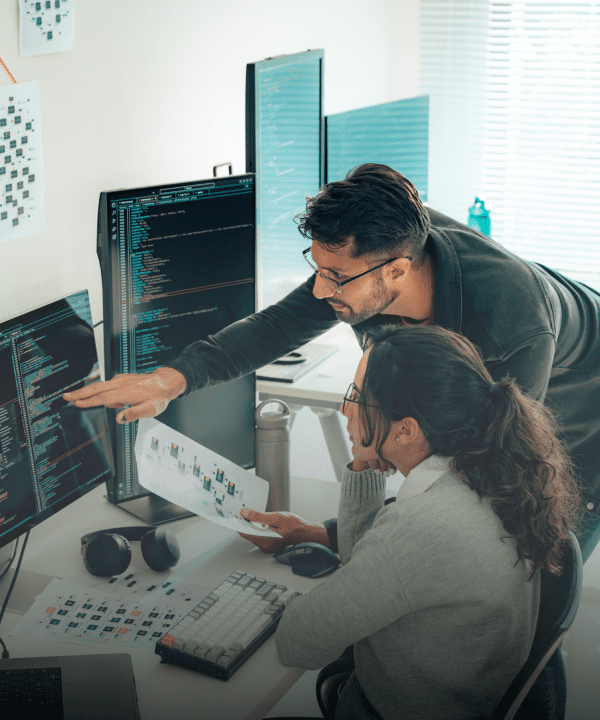 Teamwork in modern office setting